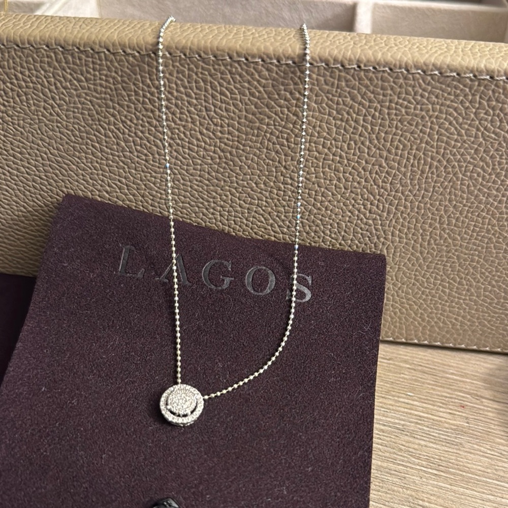 14k WG Beaded Diamond Cut Chain with Diamond P